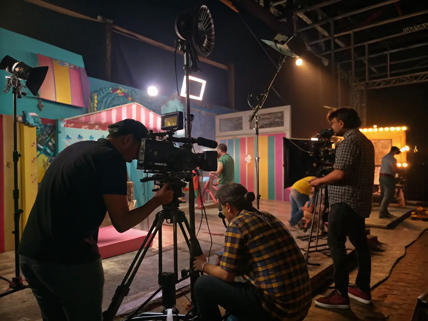 A film crew working on a set, representing the organization's audiovisual activities.